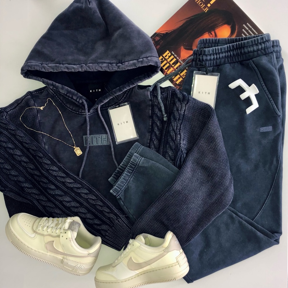 KITH Sierra Navy Cropped Hoodie + Sweatpants